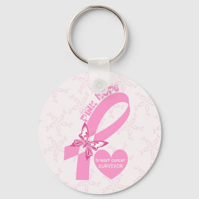 Pink Ribbon Breast cancer awareness Keychain (Front)