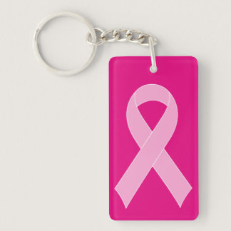 Pink ribbon breast cancer awareness keychains