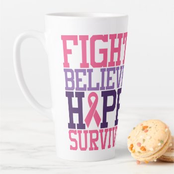 Pink Ribbon Breast Cancer Awareness Latte Mug by JLBIMAGES at Zazzle