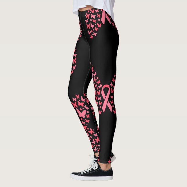 Pink Ribbon Breast cancer Awareness  Leggings (Left)