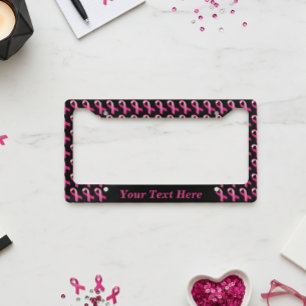 Pink Ribbon Breast Cancer Awareness License Plate Frame