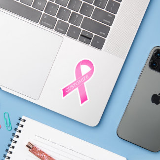Pink ribbon breast cancer awareness logo vinyl sticker