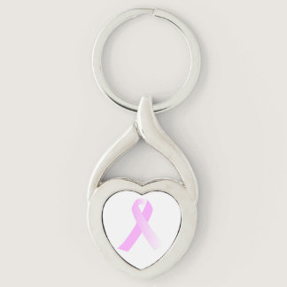 Pink Ribbon Breast Cancer Awareness Metal Keychain