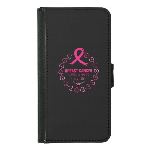 Pink Ribbon Breast Cancer Awareness Month Samsung Galaxy S5 Wallet Case