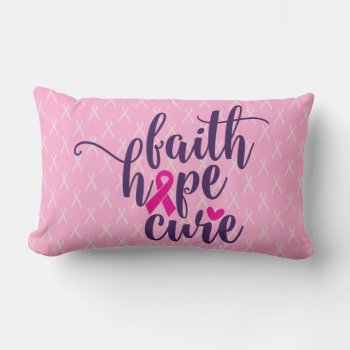 Pink Ribbon Breast Cancer Awareness Mug Lumbar Pillow by JLBIMAGES at Zazzle