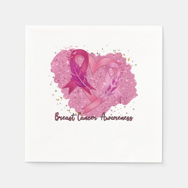 Pink Ribbon Breast Cancer Awareness Napkins (Front)