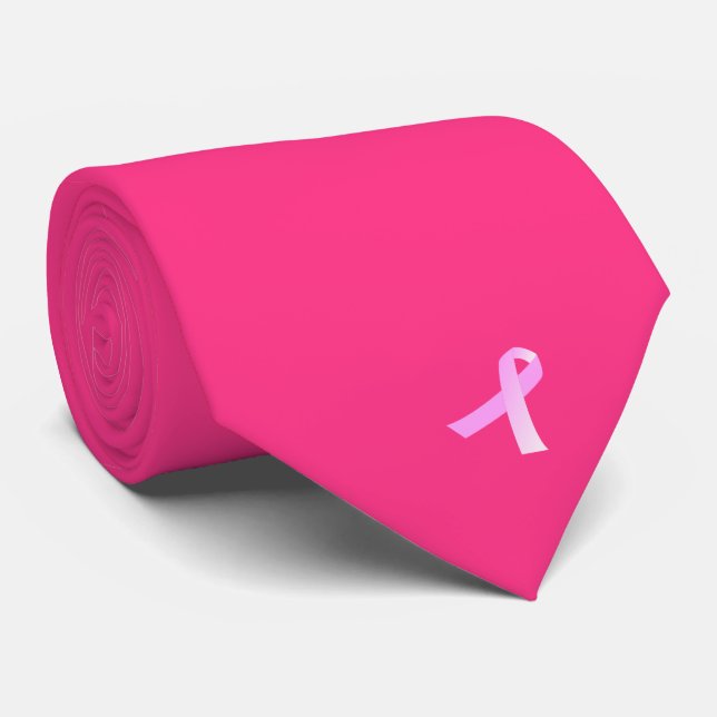 Pink Ribbon Breast Cancer Awareness Neck Tie (Rolled)