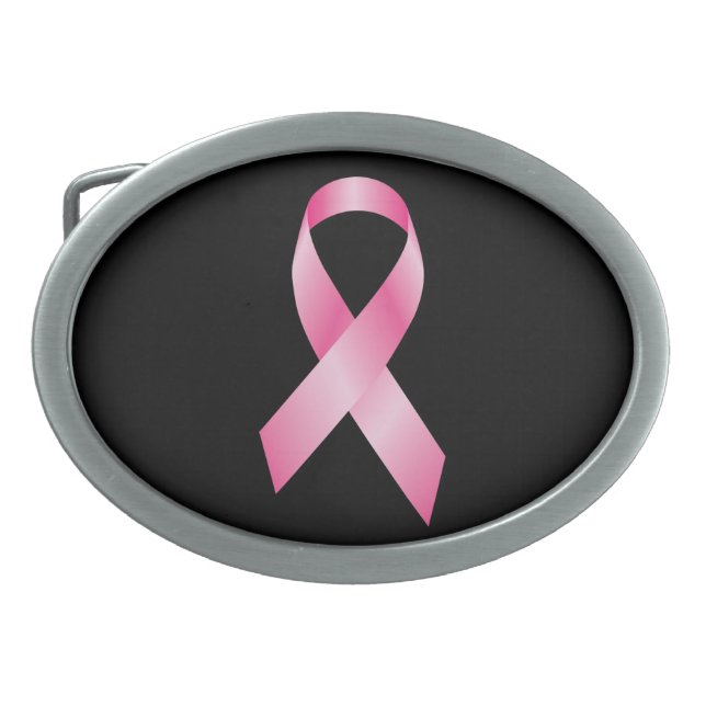 Pink Ribbon - Breast Cancer Awareness Oval Belt Buckle (Front)