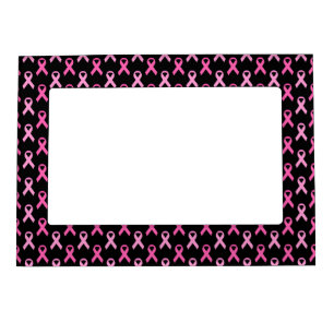 Pink Ribbon Breast Cancer Awareness Pattern Magnetic Frame