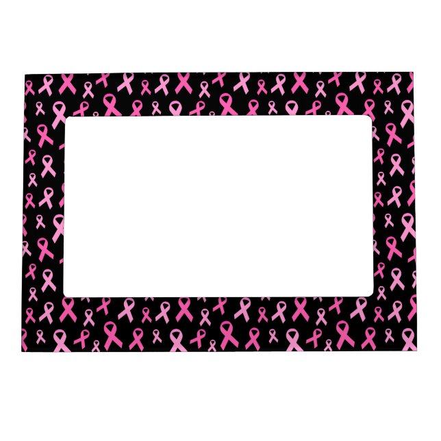 Pink Ribbon Breast Cancer Awareness Pattern Magnetic Frame (Front)