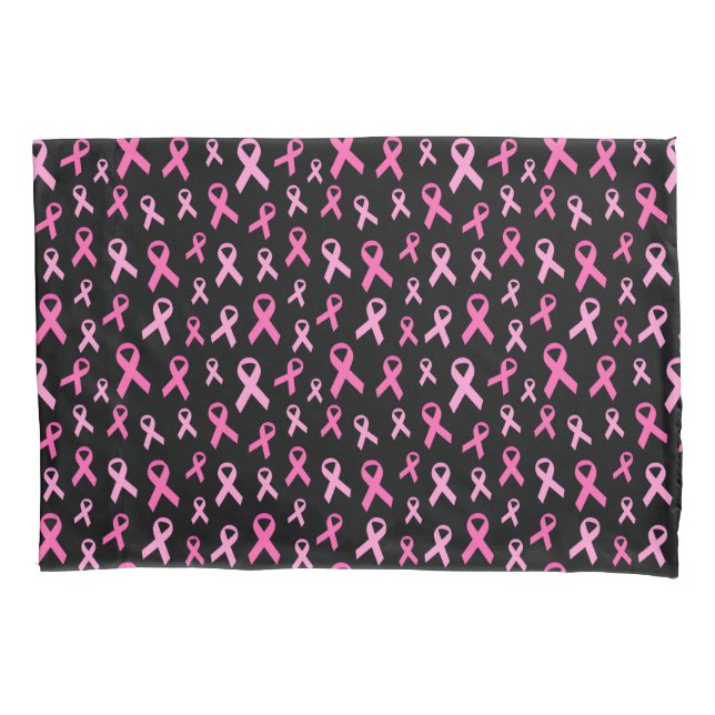 Pink Ribbon Breast Cancer Awareness Pattern Pillow Case (Front)