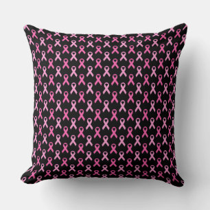 Pink Ribbon Breast Cancer Awareness Pattern Throw Pillow