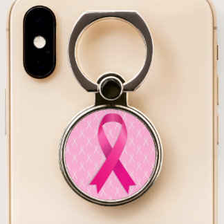 PINK RIBBON BREAST CANCER AWARENESS PHONE RING STAND