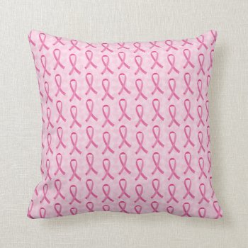 Pink Ribbon Breast Cancer Awareness Pillow by ne1512BLVD at Zazzle