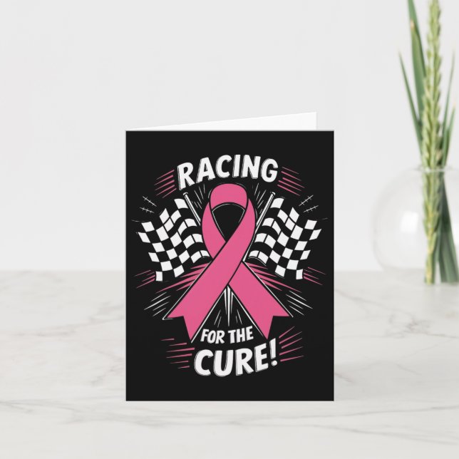 Pink Ribbon Breast Cancer Awareness Racing For The Card (Front)