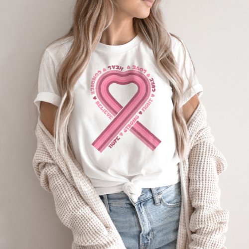 Pink Ribbon Breast Cancer Awareness Retro T_Shirt