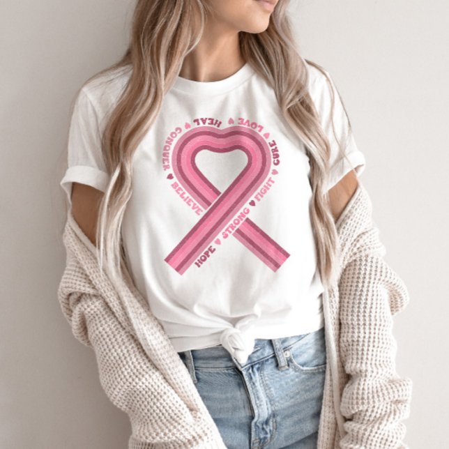 Pink Ribbon Breast Cancer Awareness Retro T-Shirt (Creator Uploaded)