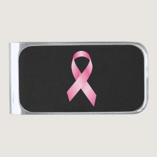 Pink Ribbon - Breast Cancer Awareness Silver Finish Money Clip