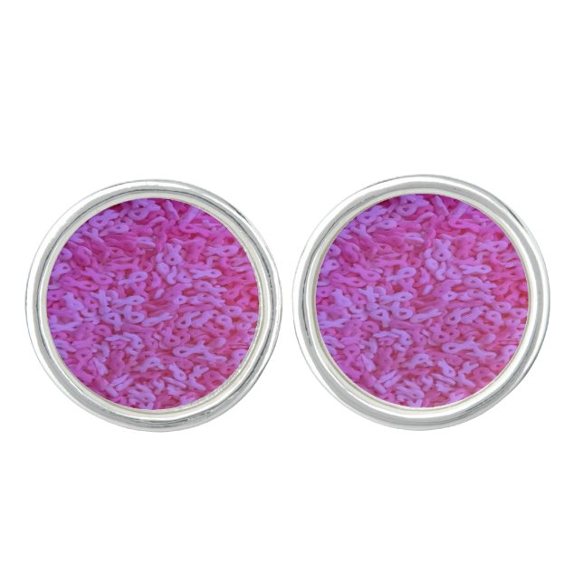 Pink Ribbon Breast Cancer Awareness Sprinkles Cufflinks (Front)