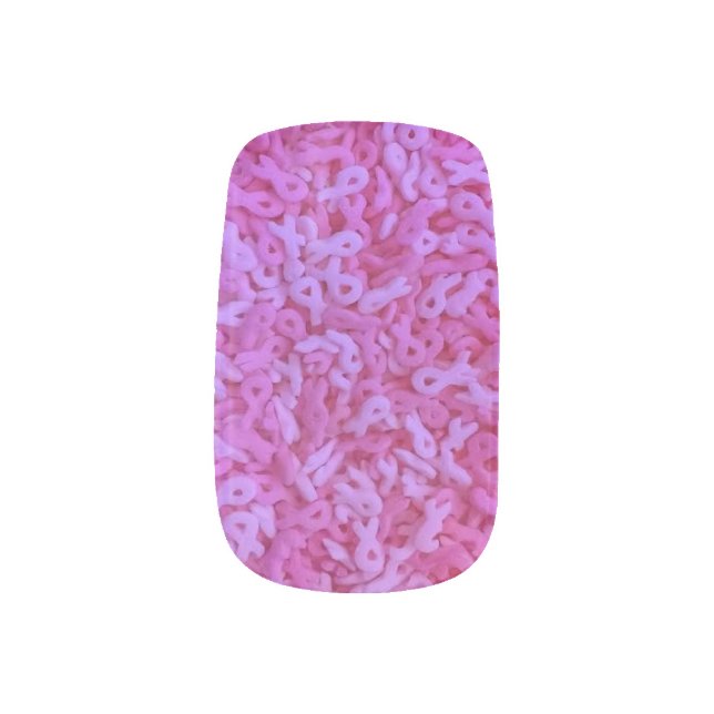 Pink Ribbon Breast Cancer Awareness Sprinkles Minx Nail Art (Left Thumb)
