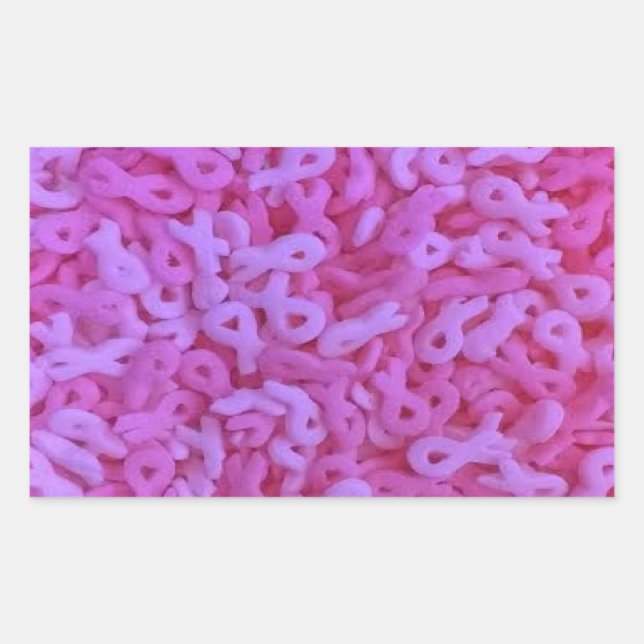 Pink Ribbon breast cancer awareness sprinkles Rectangular Sticker (Front)