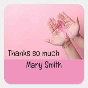 Pink Ribbon Breast cancer Awareness Square Sticker