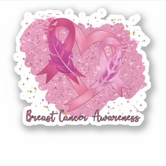 Pink Ribbon Breast Cancer Awareness Sticker (Front)