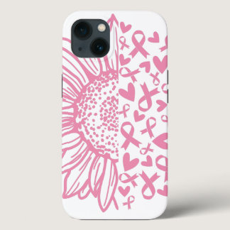 Pink Ribbon Breast Cancer Awareness Sunflower iPhone 13 Case
