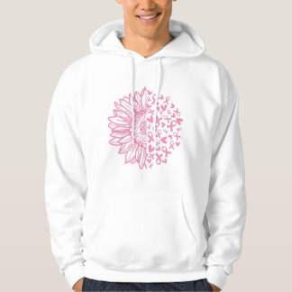 Pink Ribbon Breast Cancer Awareness Sunflower Hoodie