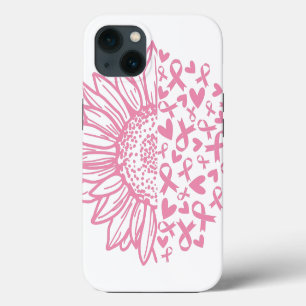 Pink Ribbon Breast Cancer Awareness Sunflower iPhone 13 Case