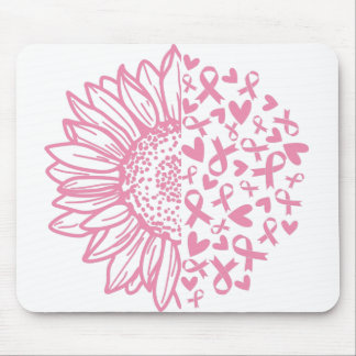 Pink Ribbon Breast Cancer Awareness Sunflower Mouse Pad