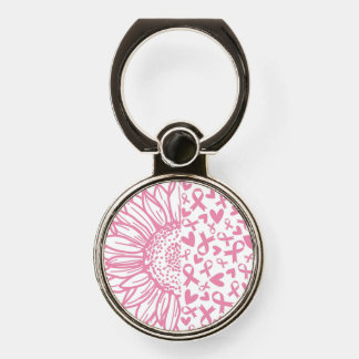 Pink Ribbon Breast Cancer Awareness Sunflower Phone Ring Stand