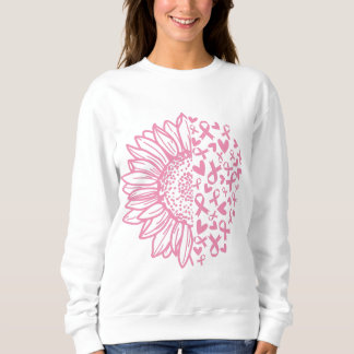 Pink Ribbon Breast Cancer Awareness Sunflower Sweatshirt