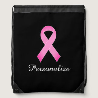 Pink ribbon breast cancer awareness symbol custom drawstring bag