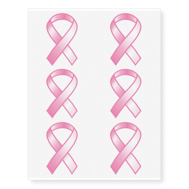 Pink Ribbon Breast Cancer Awareness Temporary Tattoos (Front)