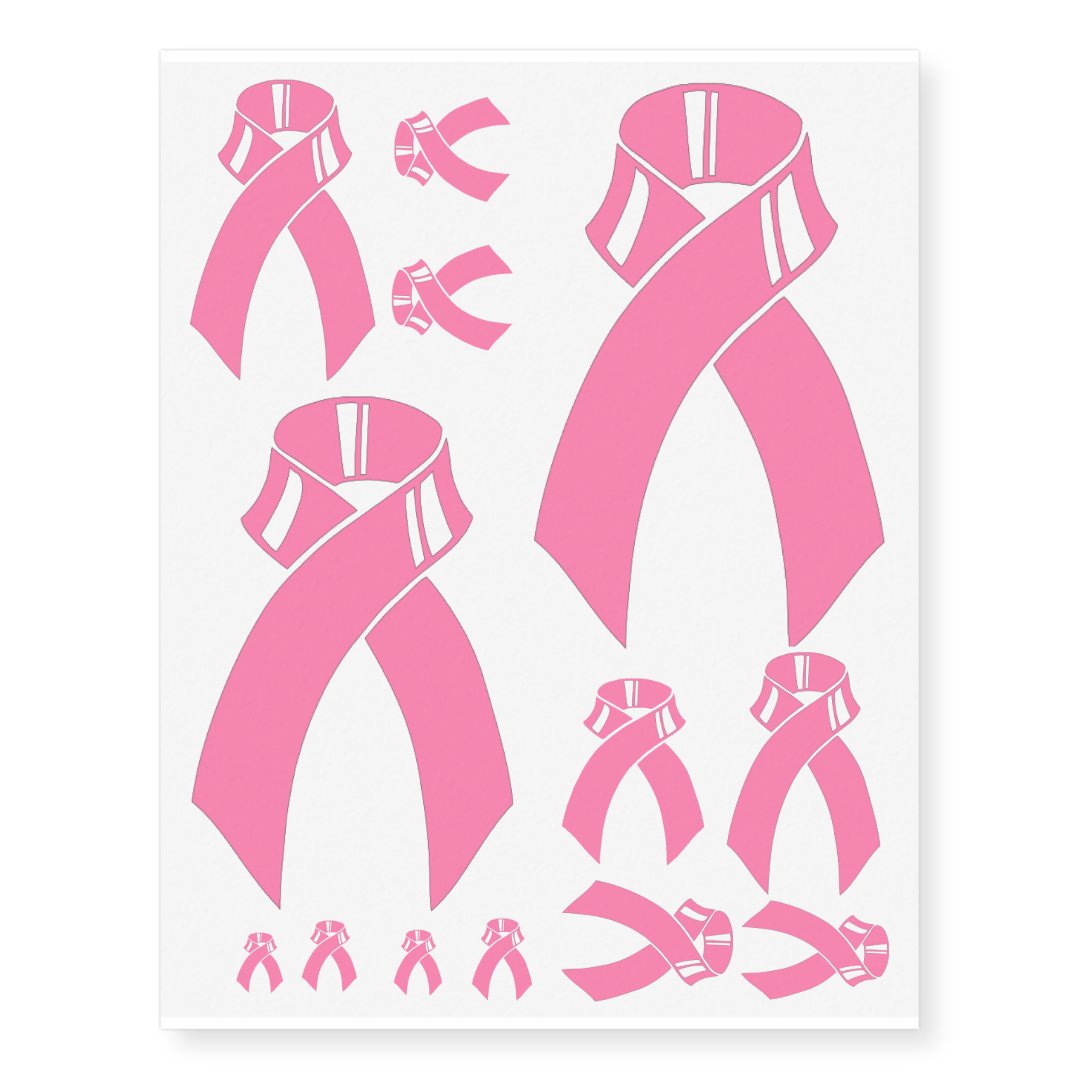 Pink Ribbon Breast Cancer Awareness Temporary Tattoos Zazzle