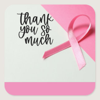 Pink Ribbon Breast cancer Awareness Thank you  Square Sticker