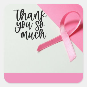 Pink Ribbon Breast cancer Awareness Thank you Square Sticker