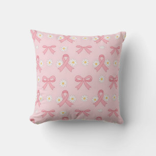 Pink Ribbon Breast Cancer Awareness Throw Pillow