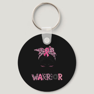 Pink Ribbon Breast Cancer Awareness Warrior Messy  Keychain