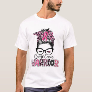 Pink Ribbon Breast Cancer Awareness Warrior Messy T-Shirt