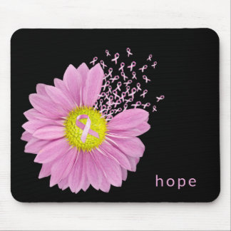 Pink Ribbon Breast Cancer Awareness with Daisy Mouse Pad