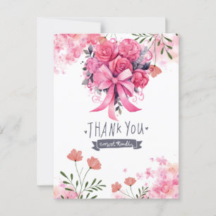 Pink Ribbon Breast cancer Awareness with Flowers Postcard