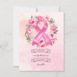 Pink Ribbon Breast Cancer Awareness with flowers Postcard