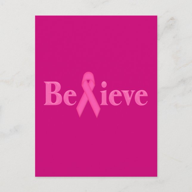 Pink Ribbon Breast Cancer Believe Postcard (Front)