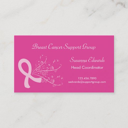 Customizable Pink Ribbon Breast Cancer Business Card