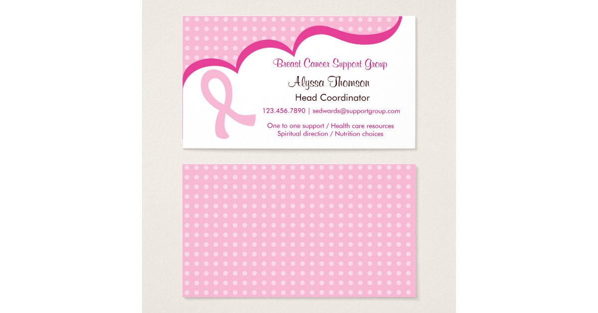 Pink Ribbon Breast Cancer Business Card Zazzle