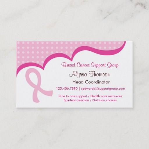 Customizable Pink Ribbon Breast Cancer Business Card
