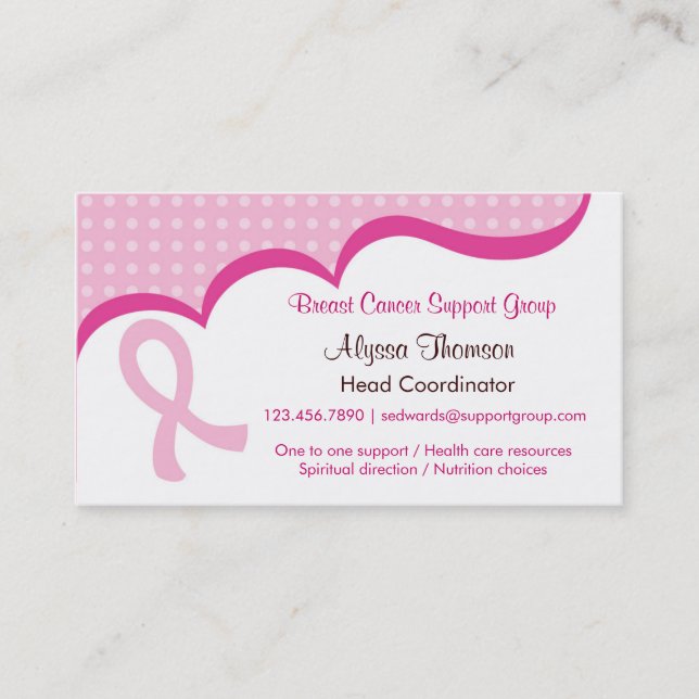 Pink Ribbon Breast Cancer Business Card (Front)
