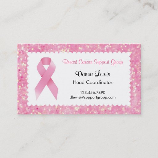 Customizable Pink Ribbon Breast Cancer Business Card
